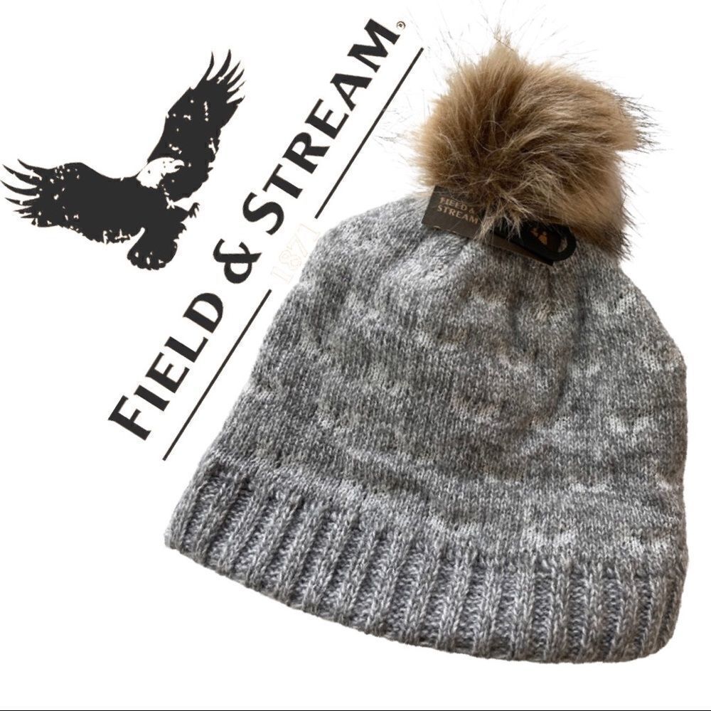 Field & Stream Girls’ Cabin Dot Pom Beanie • Color Mgh/White Marl • NWT